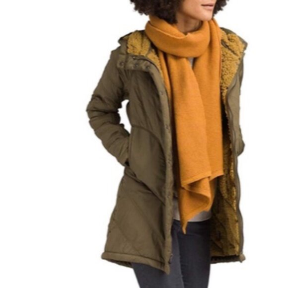 Prana Long “Diva” Sherpa-Lined Jacket/Coat • Slate Green • Size S - Picture 1 of 13